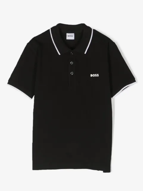 BOSS Kidswear playera tipo polo con logo en relieve