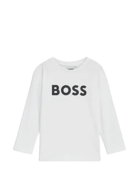 BOSS Kidswear long-sleeved contrast-logo T-shirt in cotton