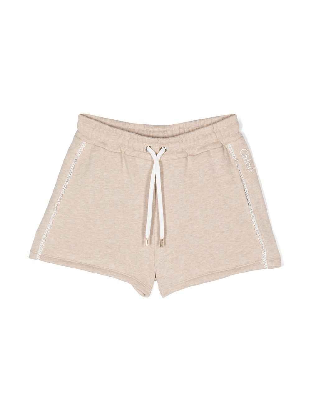 CHLOÉ LOGO-EMBROIDERED JERSEY TRACK SHORTS