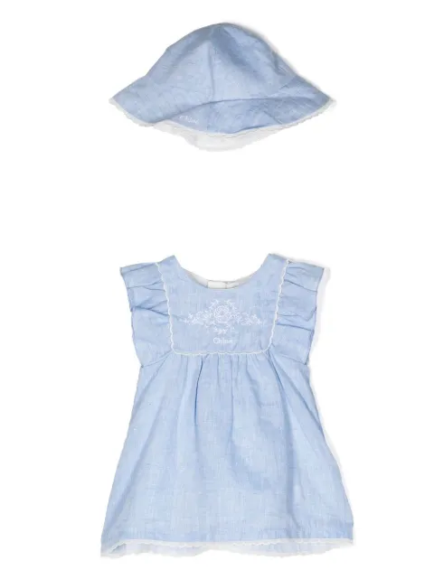Chloé Kids Kleid mit Logo-Stickerei