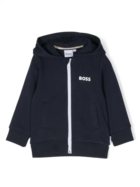 BOSS Kidswear logo-print zip-up jacket