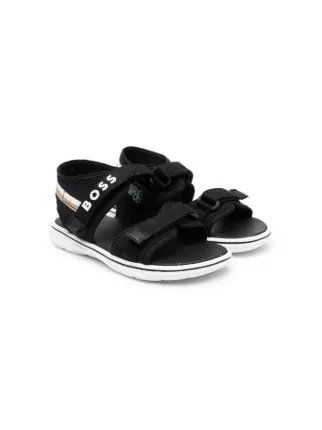 BOSS Kidswear logo print touch strap Sandals Black FARFETCH BH