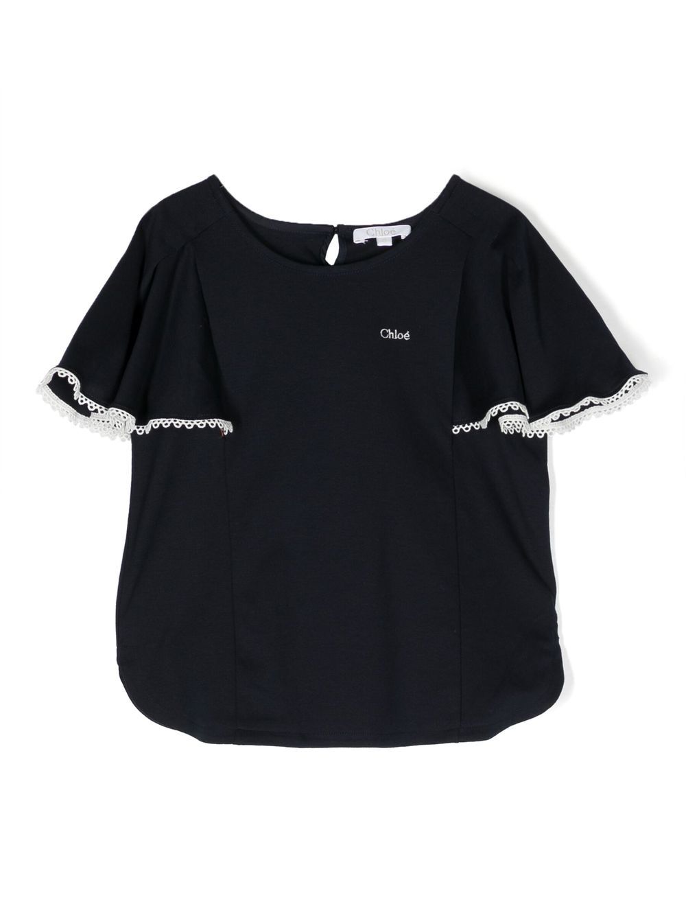 Chloé Guipure-trim T-shirt In 蓝色