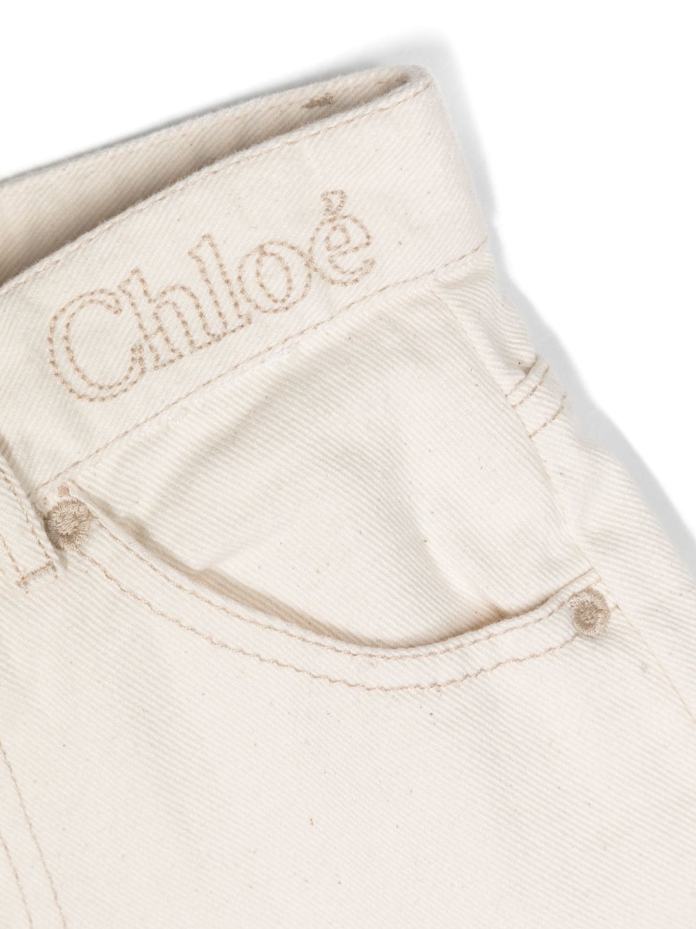 Shop Chloé Logo-embroidered Wide-leg Jeans In White