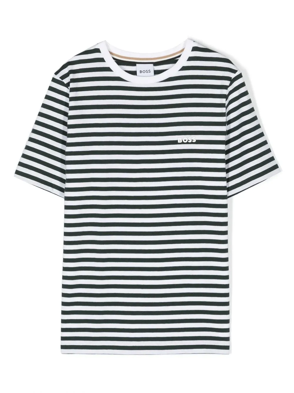 

BOSS Kidswear logo-embossed striped T-shirt - White