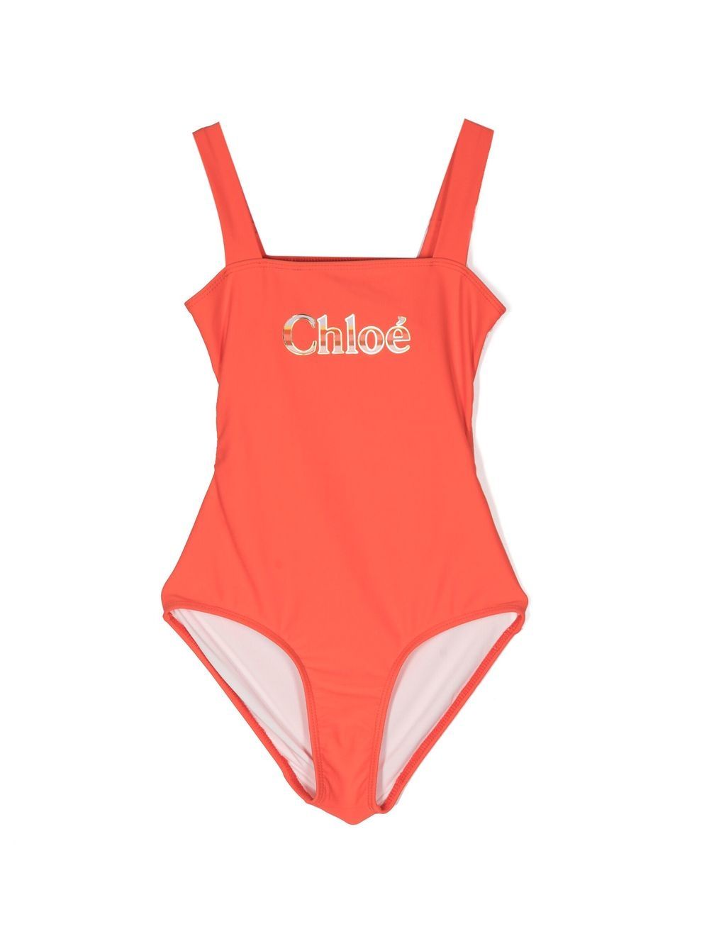 Chloé Kids' Recycled Lycra One Piece Swimsuit In Red