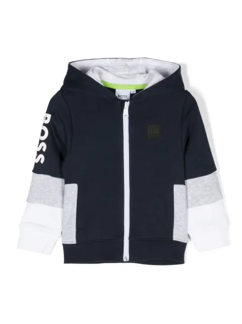 BOSS Kidswear logo-print zip-up hoodie