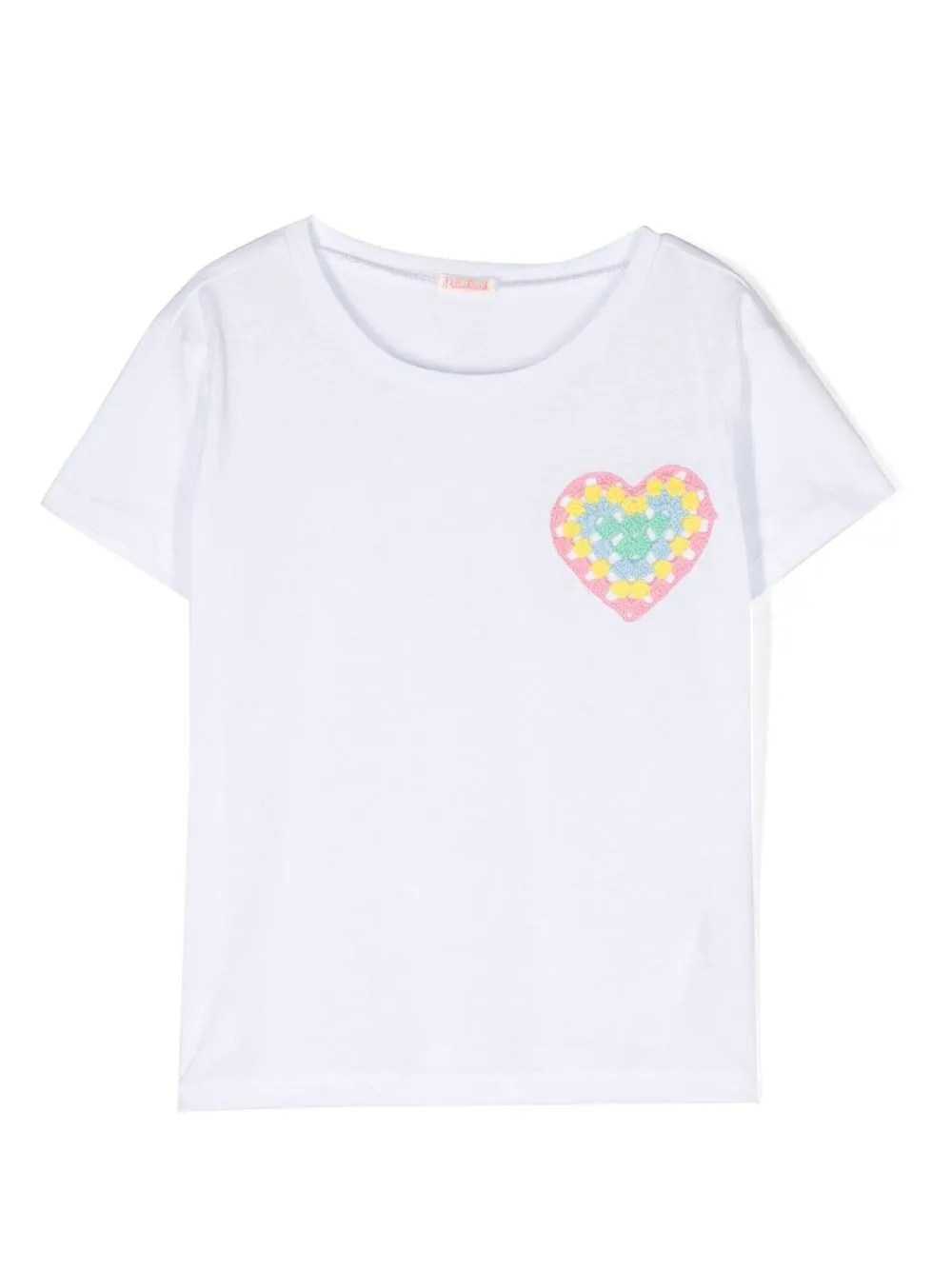 Billieblush Kids' Crochet-heart Short-sleeve T-shirt In White