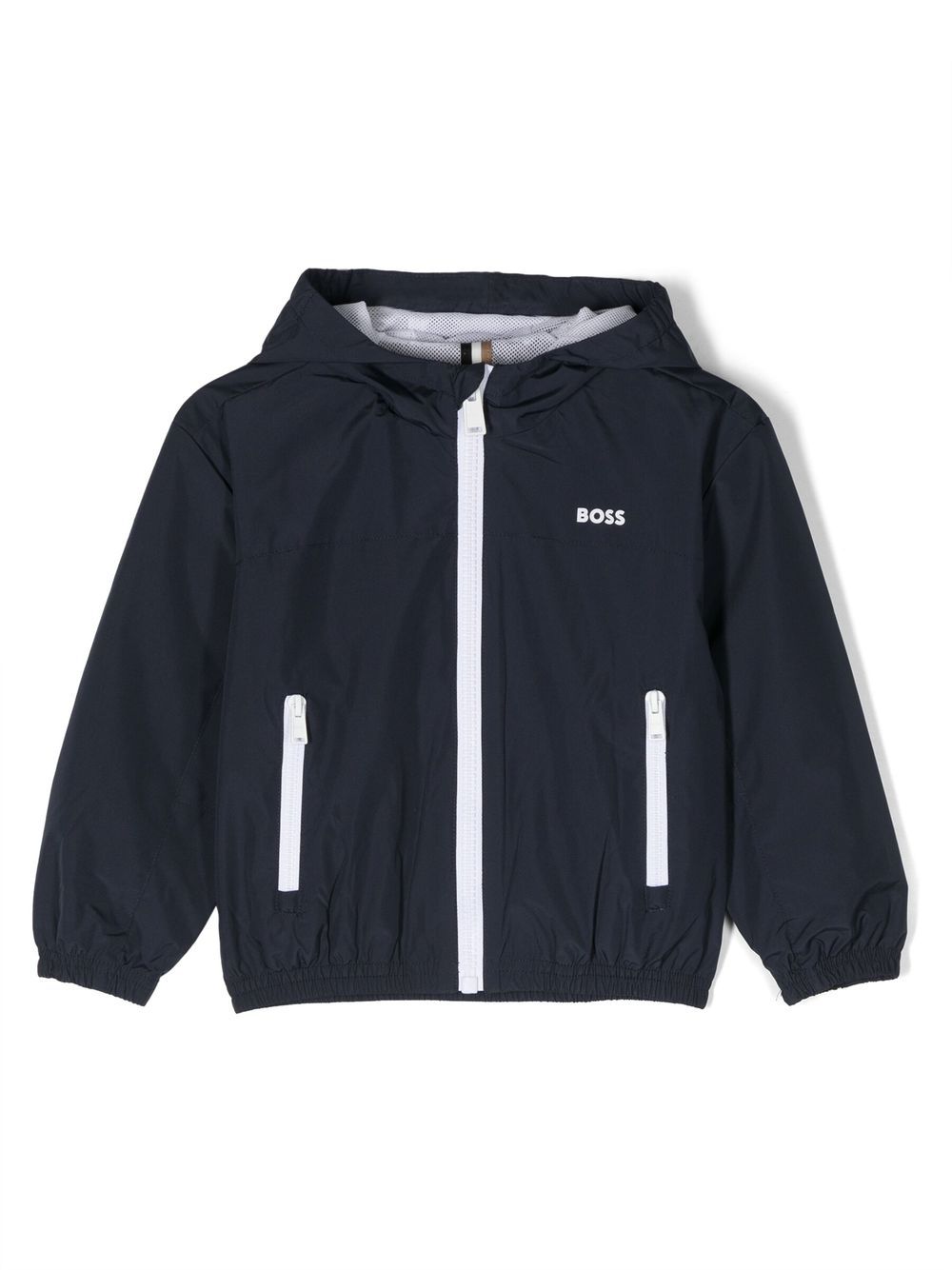 Bosswear Kids' Chest Logo-print Hooded Jacket In Blue