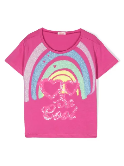 Billieblush rainbow-motif sequinned T-shirt