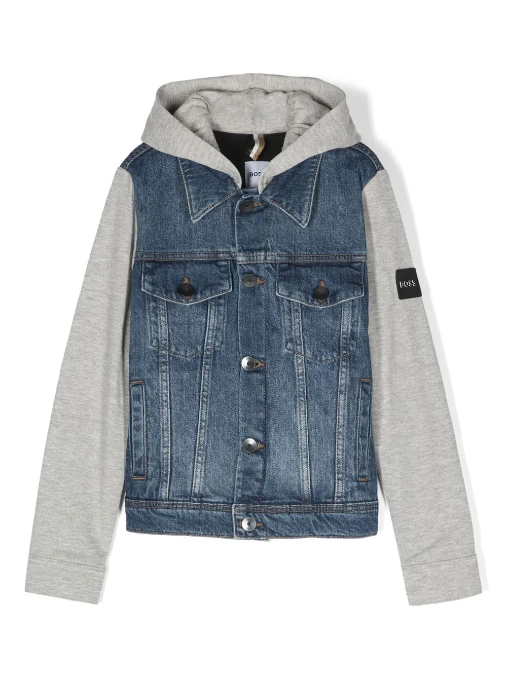 

BOSS Kidswear chamarra con panel capitonado - Azul