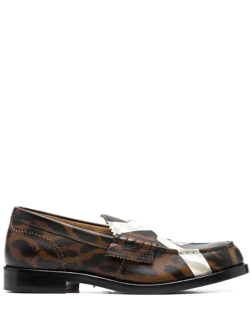 

college leopard-print penny loafers - Brown