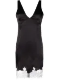 Saint Laurent lace-trim satin minidress - Black