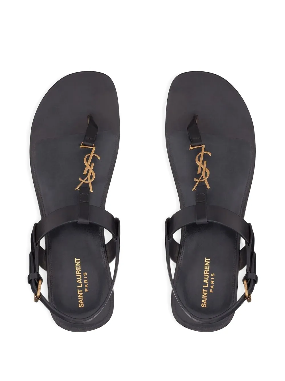 Saint Laurent Cassandre buckle-fastening Sandals | Brown