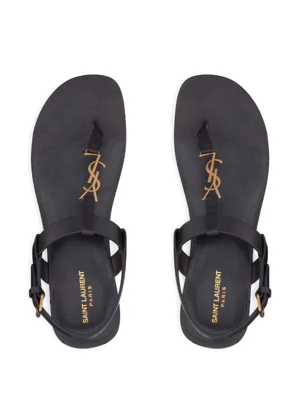 Saint Laurent Cassandre buckle-fastening Sandals | Brown