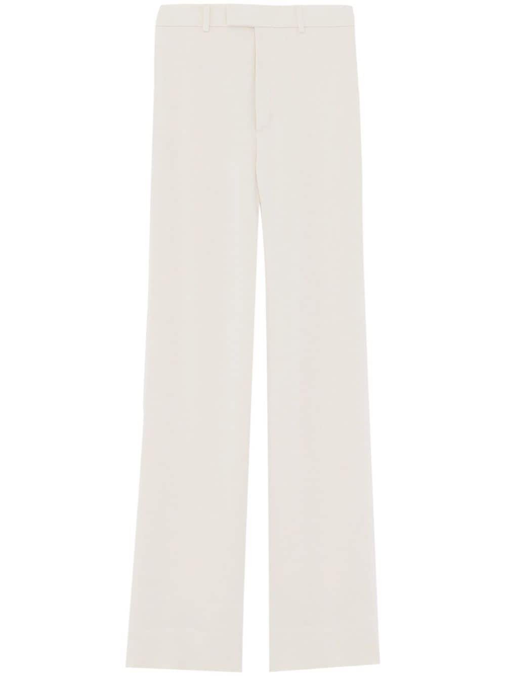 Shop Saint Laurent High-waisted Straight Leg Trousers In Weiss