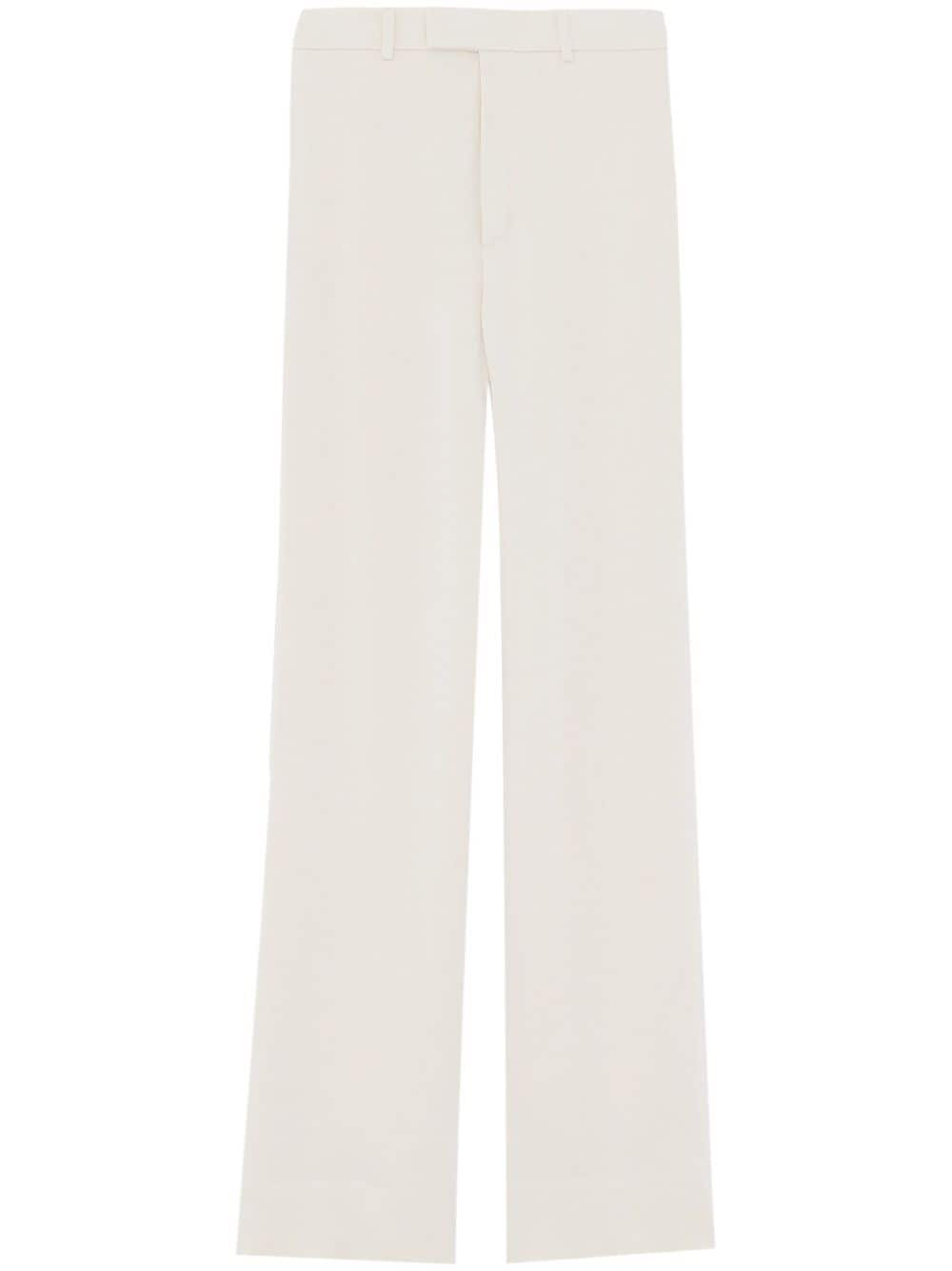 Shop Saint Laurent High-waisted Satin Trousers In Weiss