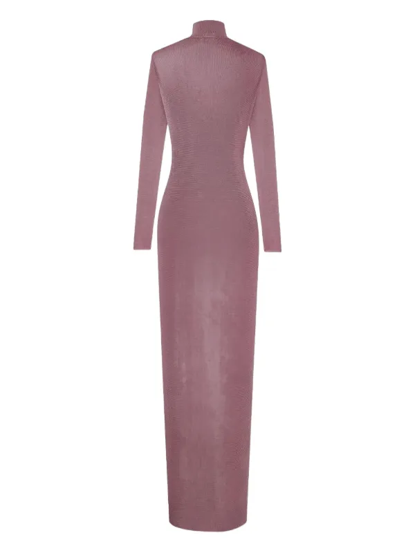 pink ribbed long sleeve dress Long-Sleeve Ribbed Sweater Midi Dress