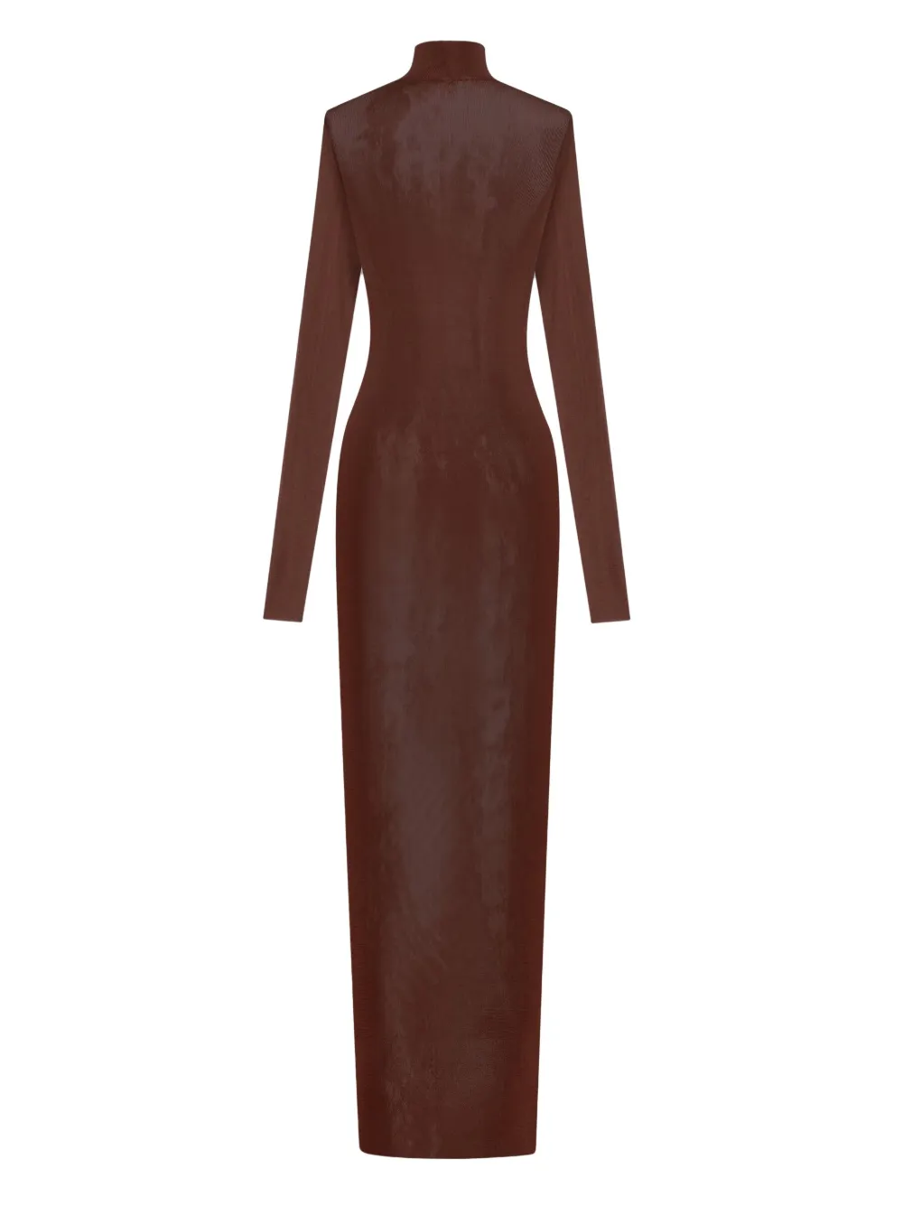 Shop Saint Laurent Ribbed-knit Long Dress In Braun