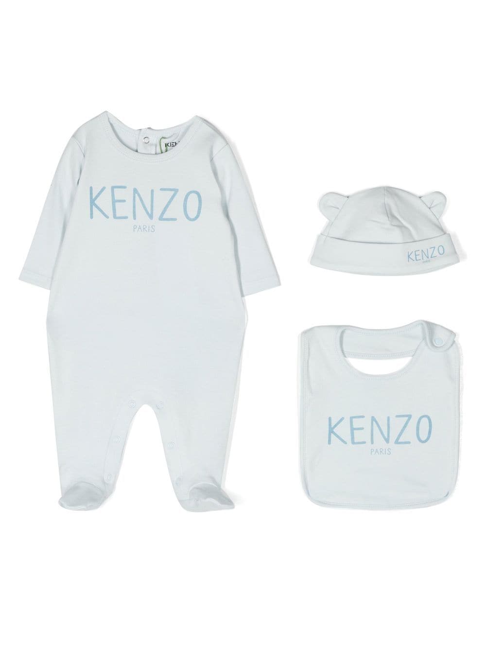 Kenzo Logo-print Babygrow Set In Blue