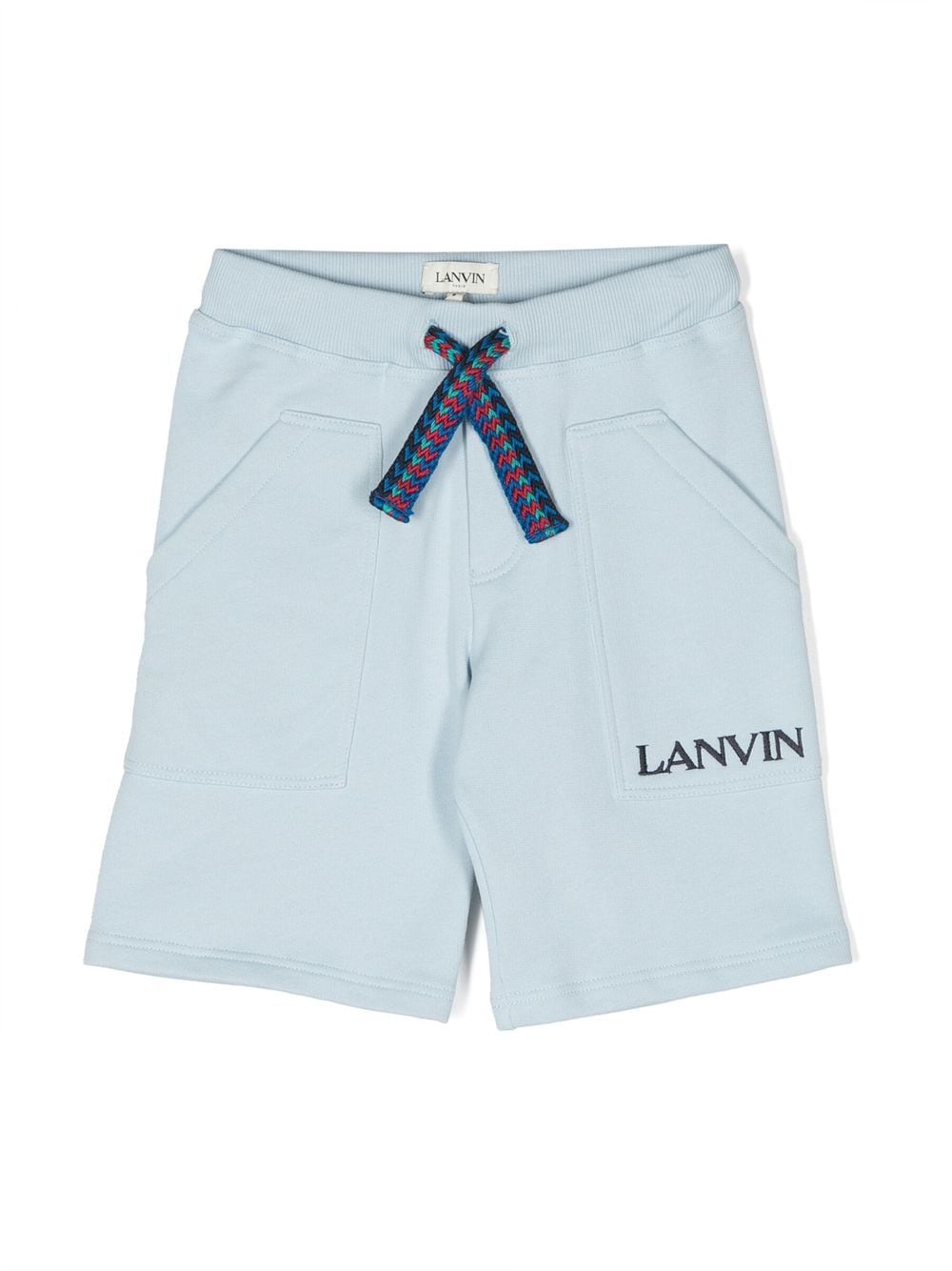 lanvin enfant logo-embroidered track shorts - blue