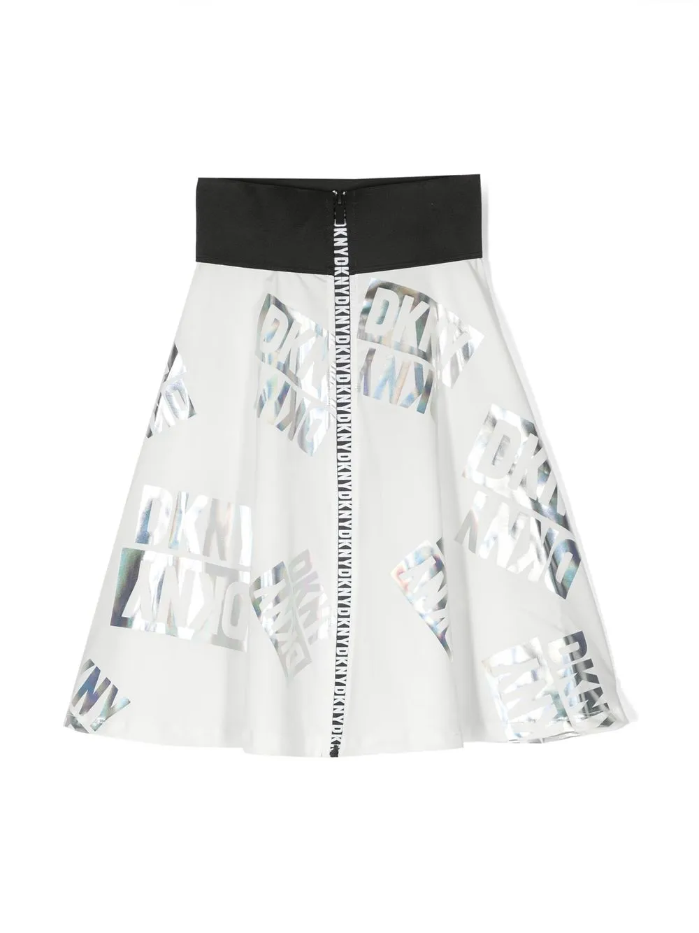 

Dkny Kids logo-print A-line skirt - White