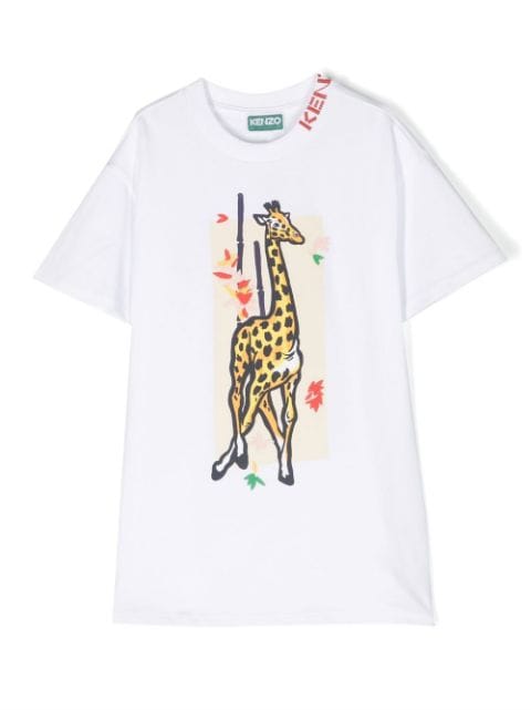 Kenzo Kids T-Shirtkleid mit Giraffen-Print
