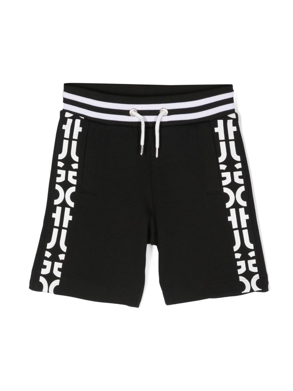 HUGO KIDS logo-print track shorts - Black