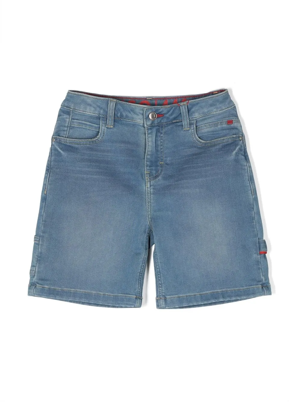 

HUGO KIDS strap-detail denim Bermuda shorts - Blue