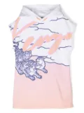 Kenzo Kids sleeveless tiger-print hooded dress - White