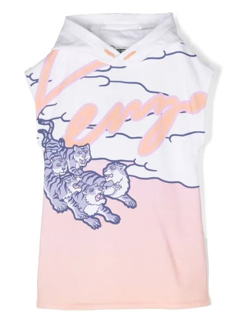 Kenzo Kids sleeveless tiger-print hooded dress