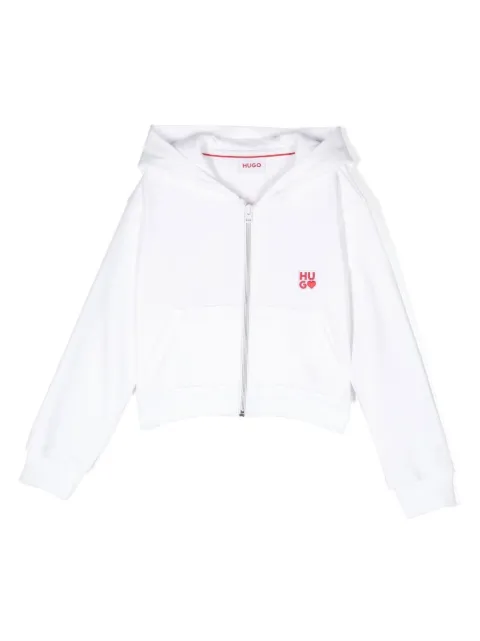 HUGO KIDS - logo-print zip-up hoodie