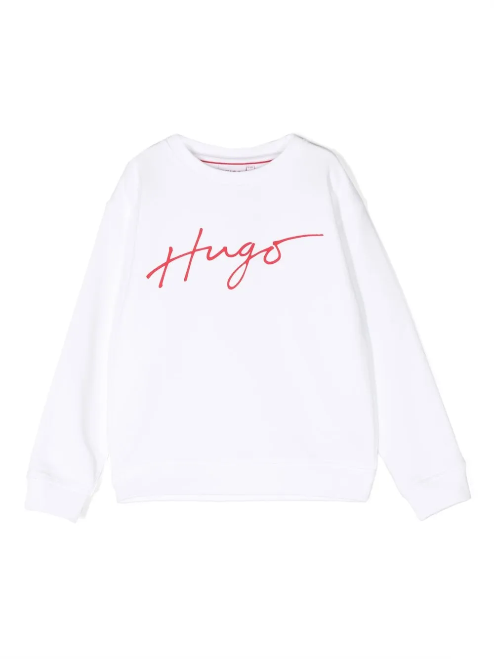 Hugo Kids' Logo-print Sweatshirt In White