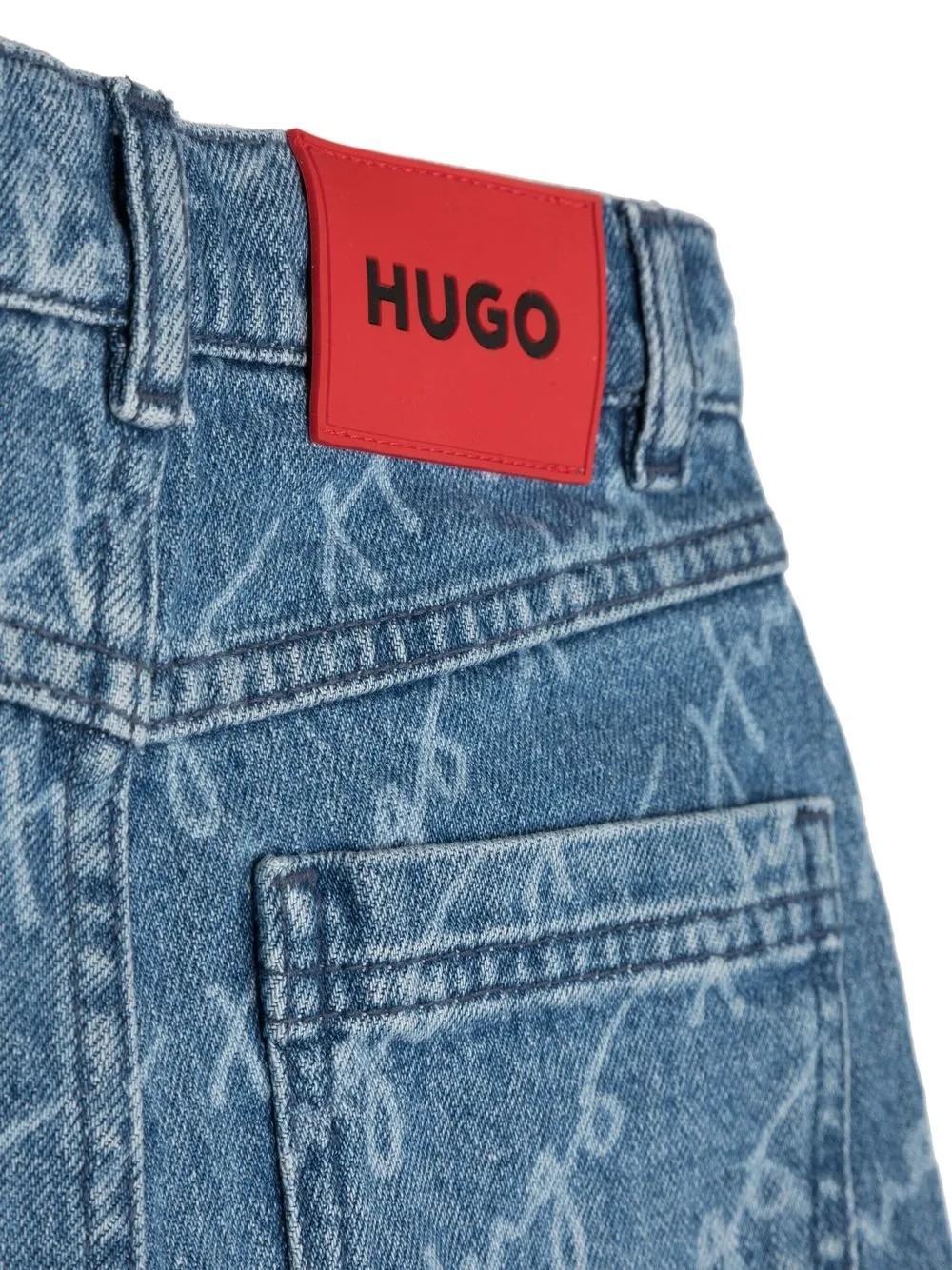 Shop Hugo Boss Logo-print Denim Shorts In Blue