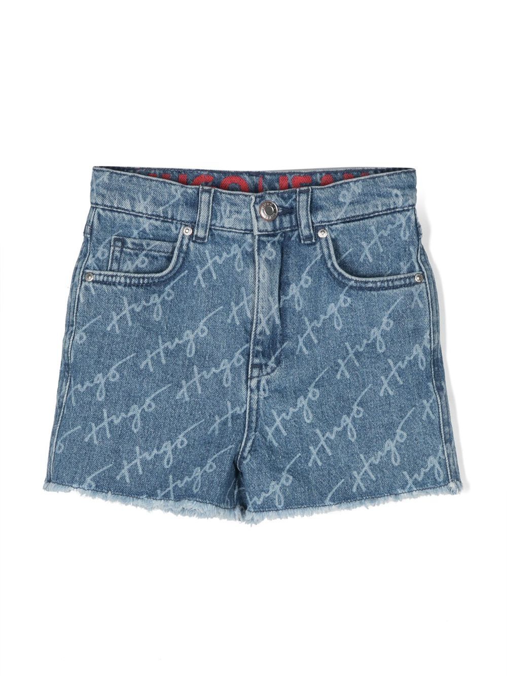 HUGO LOGO-PRINT DENIM SHORTS