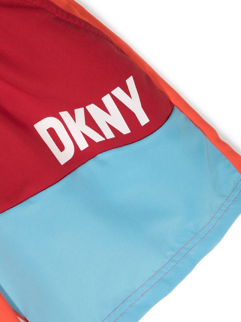 Shop Dkny Colour-block Logo-print Swim Shorts In Orange