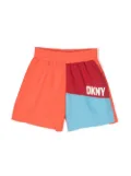 Dkny Kids colour-block logo-print swim shorts - Orange