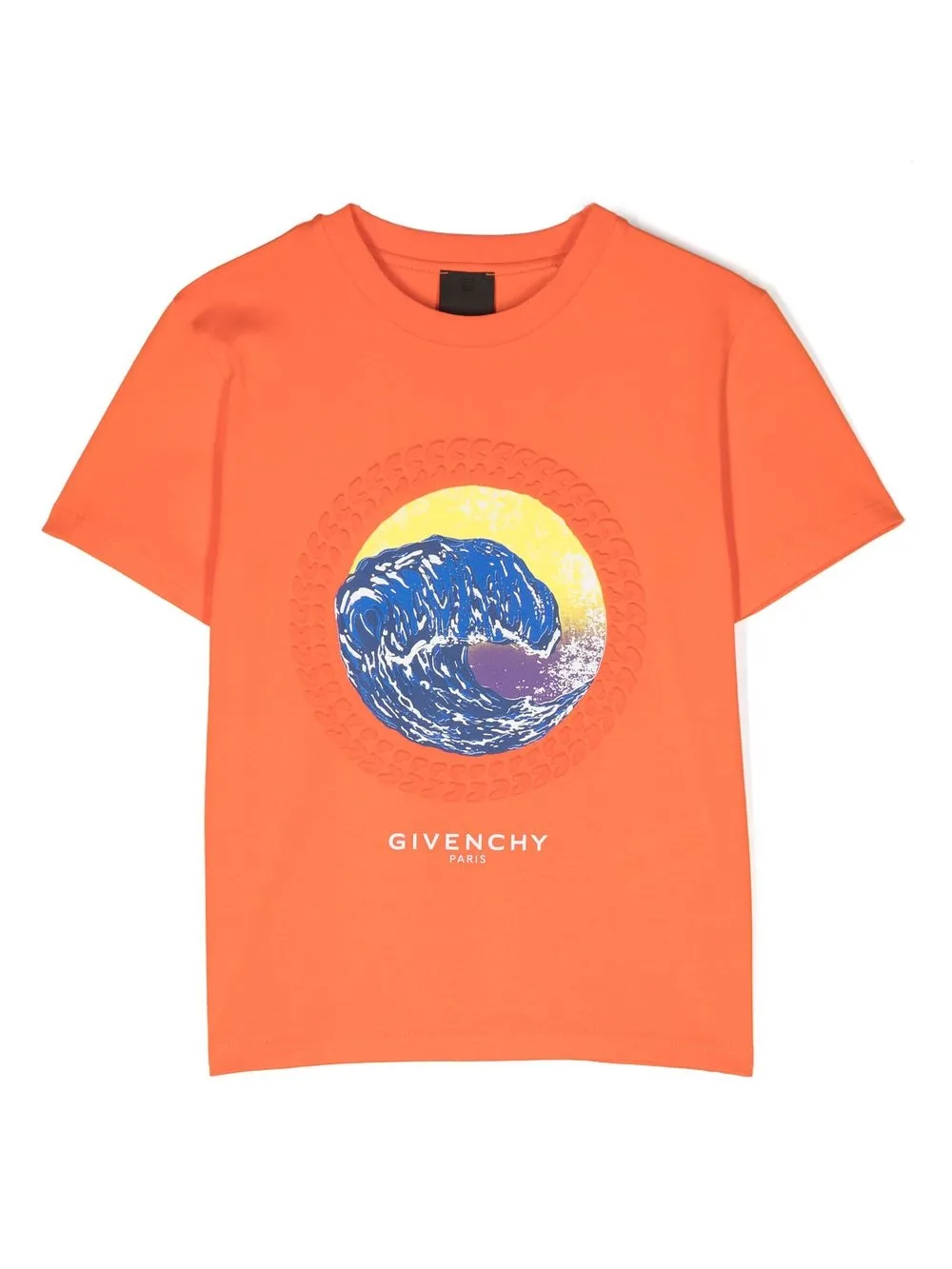 

Givenchy Kids wave-print round-neck T-shirt - Orange