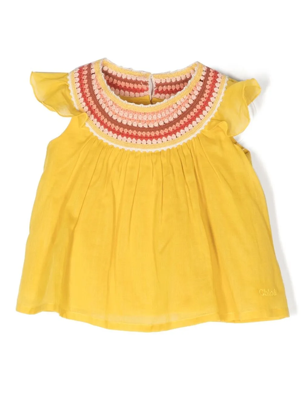 

Chloé Kids blusa con panel de crochet - Amarillo