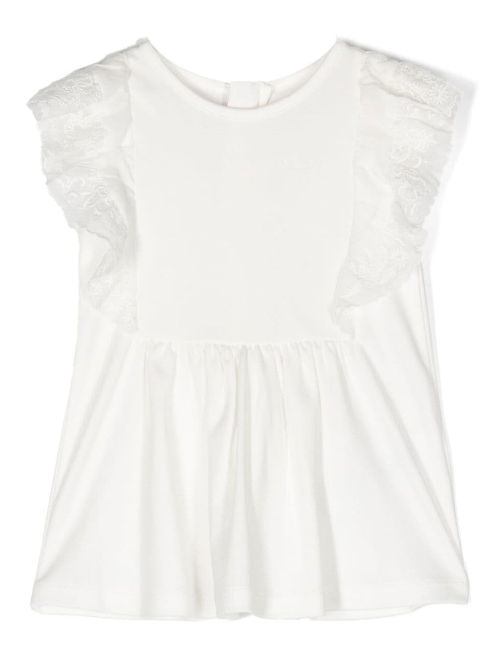 Chloé Babies' Ruffled Lace-trimmed Dress In Offwhite