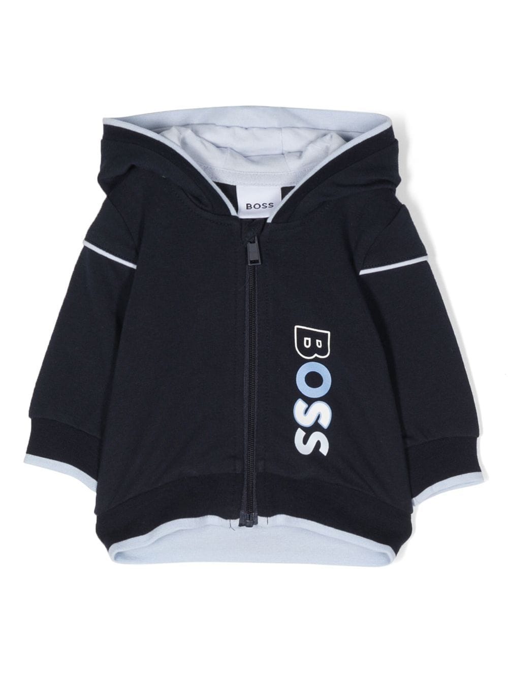 Bosswear Babies' Logo-print Zip-up Hoodie In Blue
