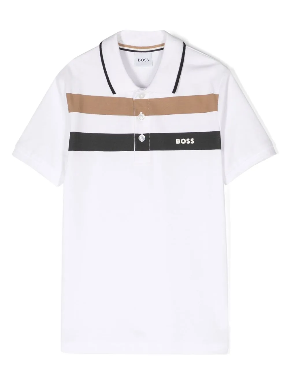 

BOSS Kidswear playera tipo polo con logo en relieve - Blanco