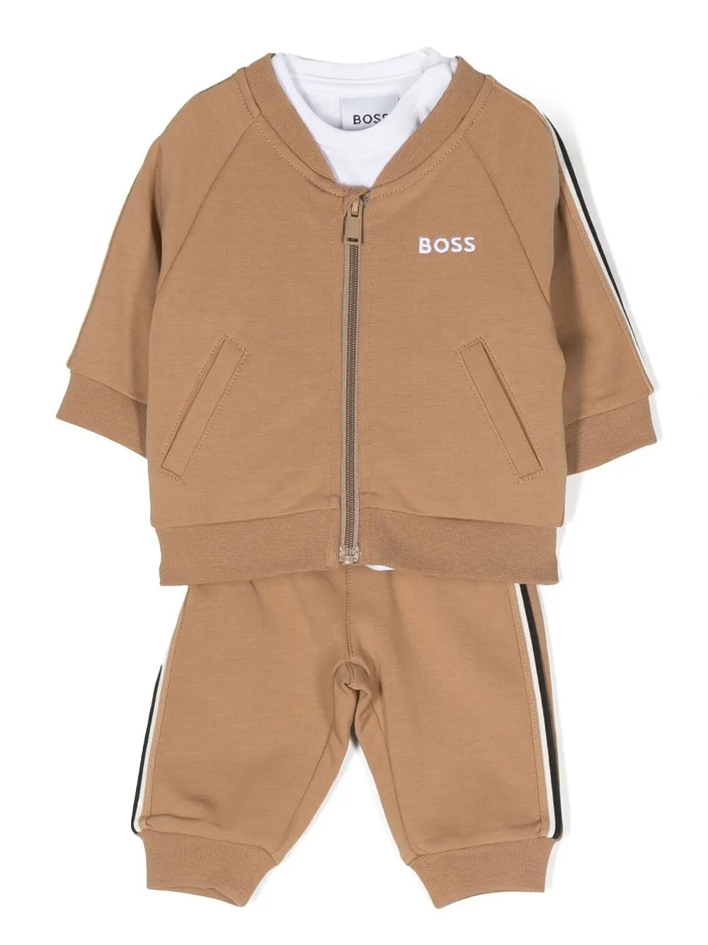 

BOSS Kidswear traje deportivo con logo estampado - Marrón