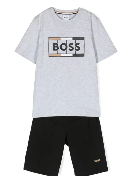 BOSS Kidswear 로고 프린트 트랙수트 상하 세트