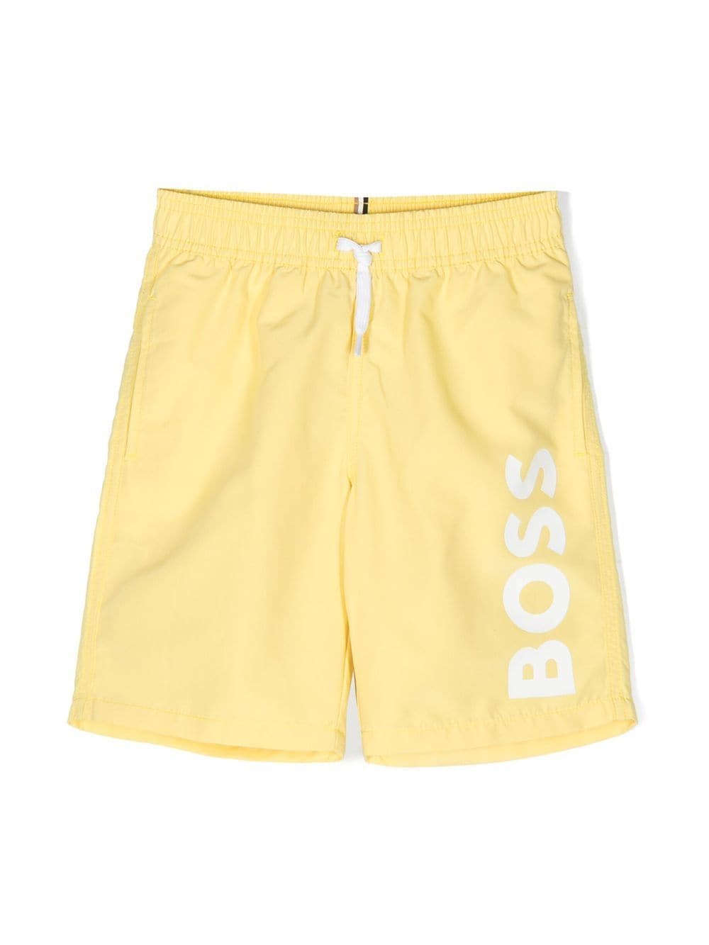 Bosswear Kids' Logo-print Swim Shorts In Yellow