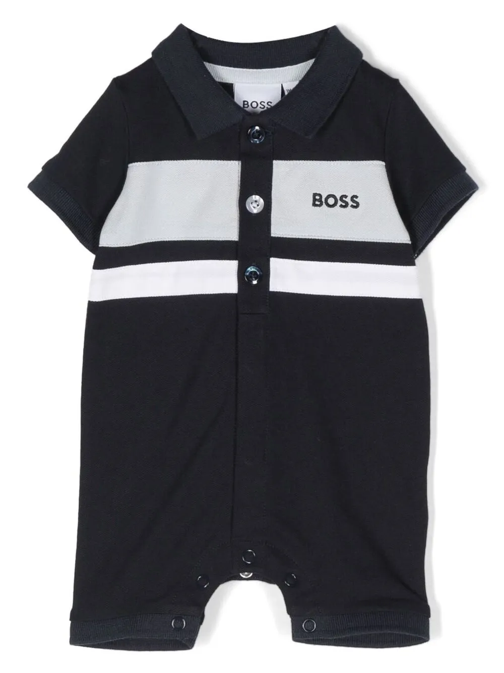 

BOSS Kidswear romper estilo playera tipo polo con diseño color block - Azul