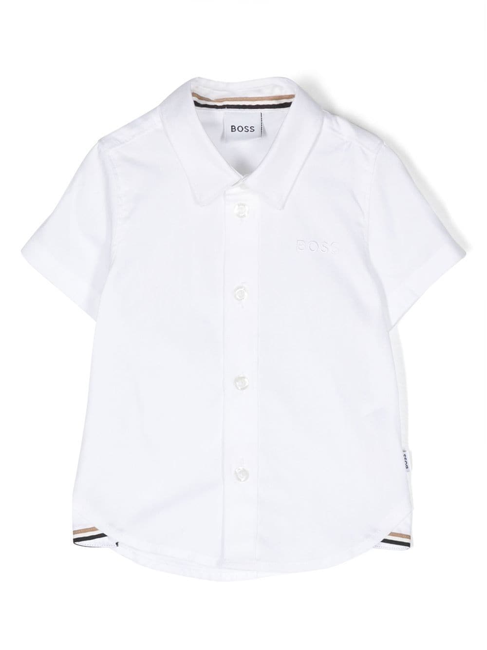 Bosswear Babies' Striped-edge Cotton Shirt In Weiss