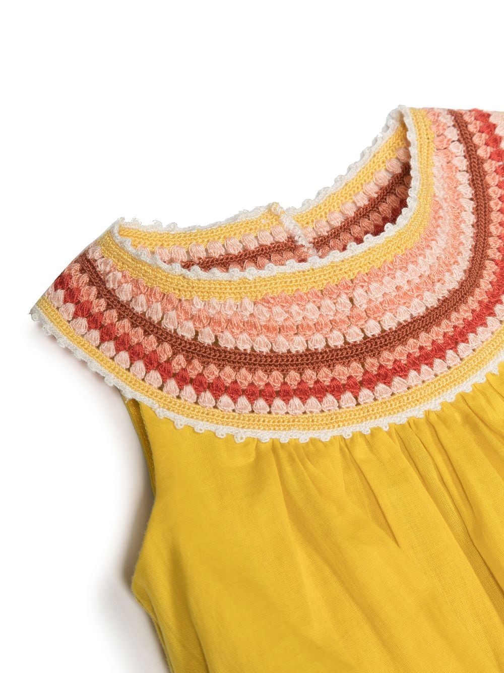 Shop Chloé Collar-neck Flared Dress In Yellow
