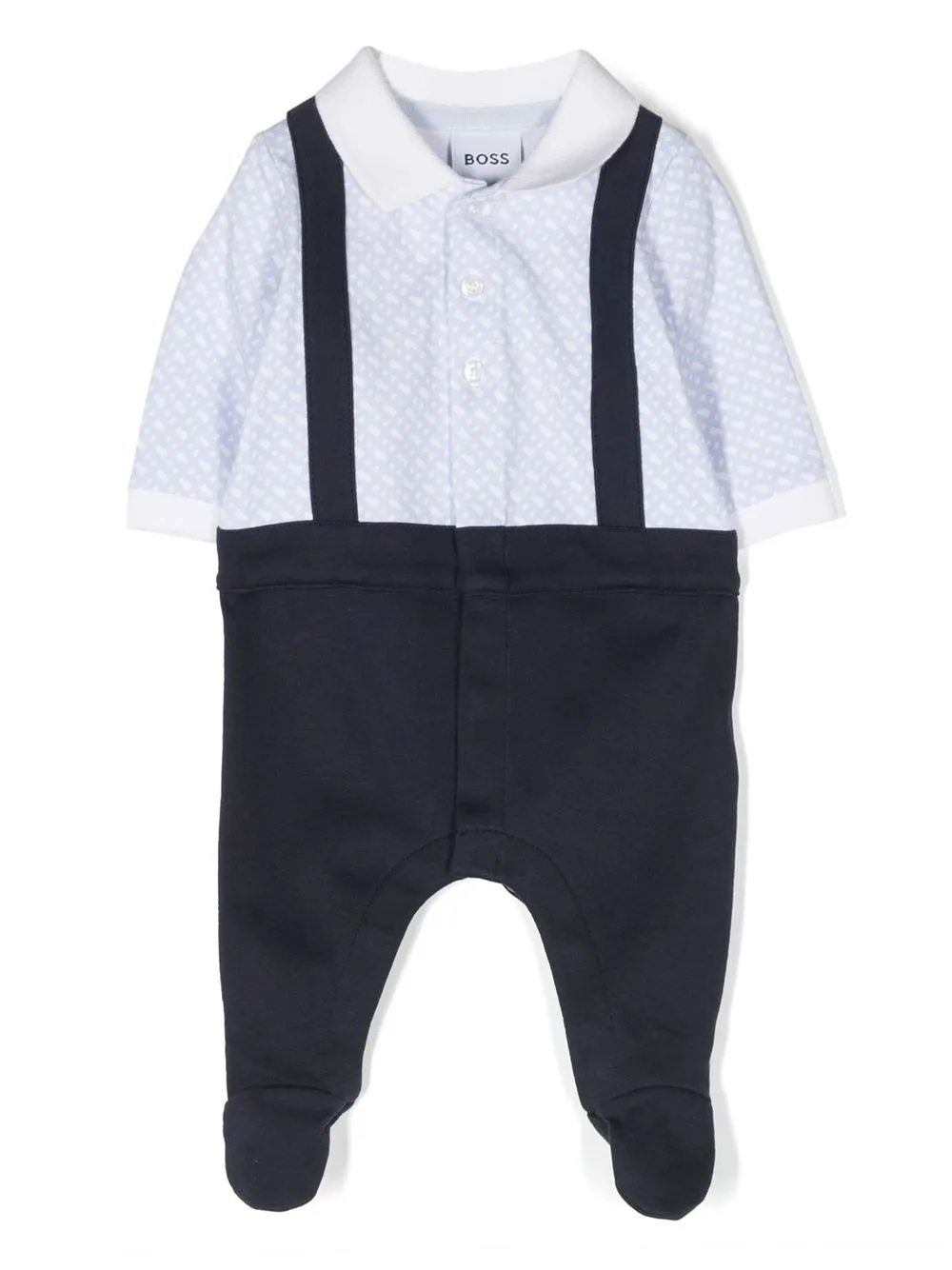 

BOSS Kidswear two-tone stretch-cotton romper - Blue
