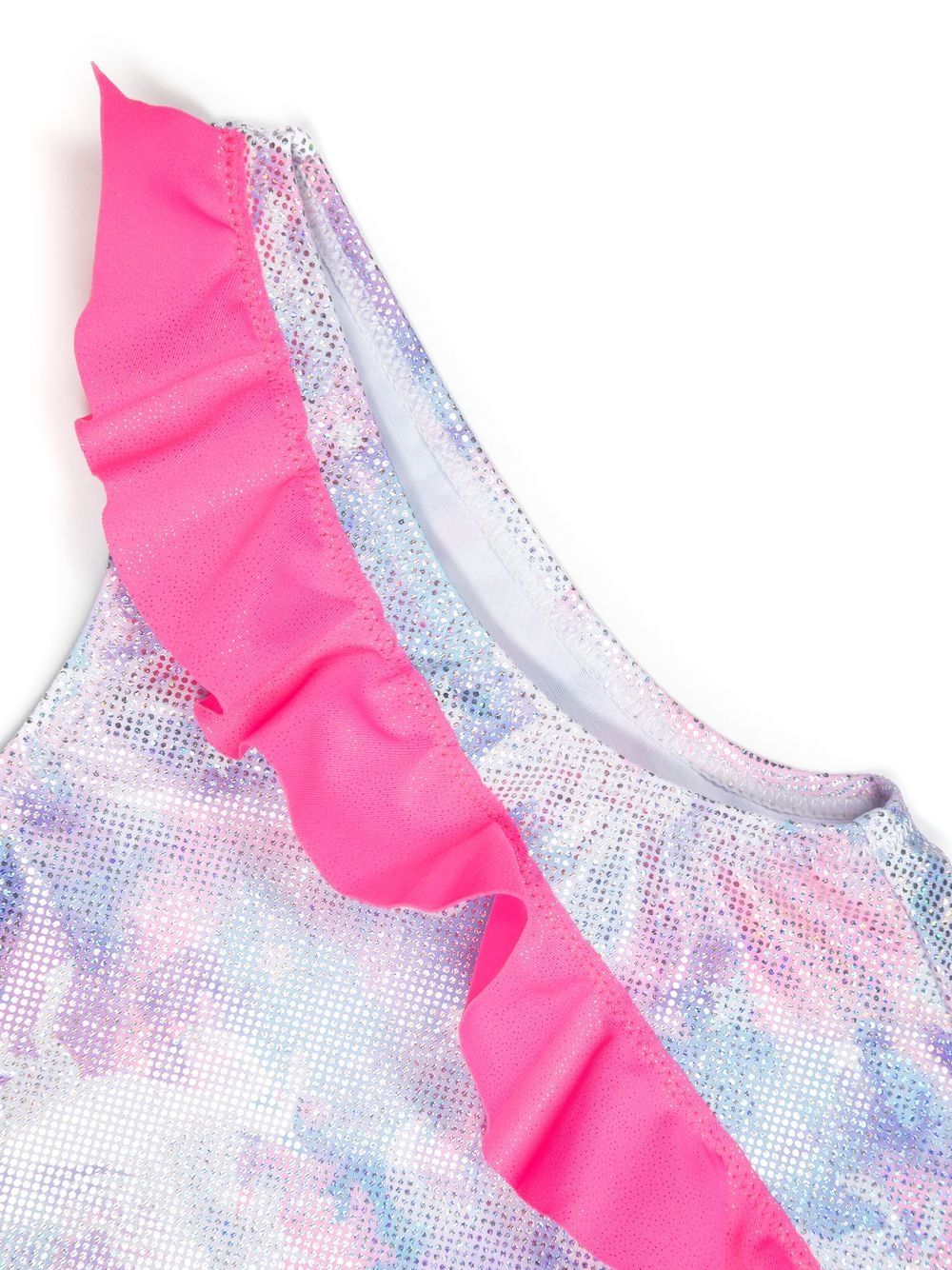 Shop Billieblush Ruffled-detail Glitter Swimsuit In White